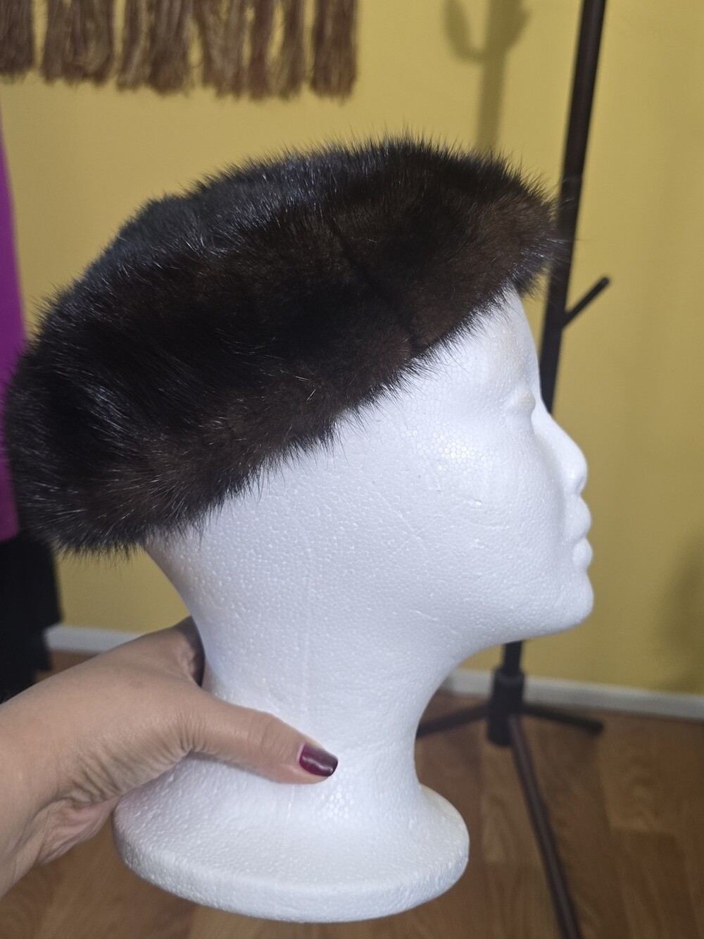Gimbels Dark Brown Mink 50s-60s Fur Headband - Women Accessories